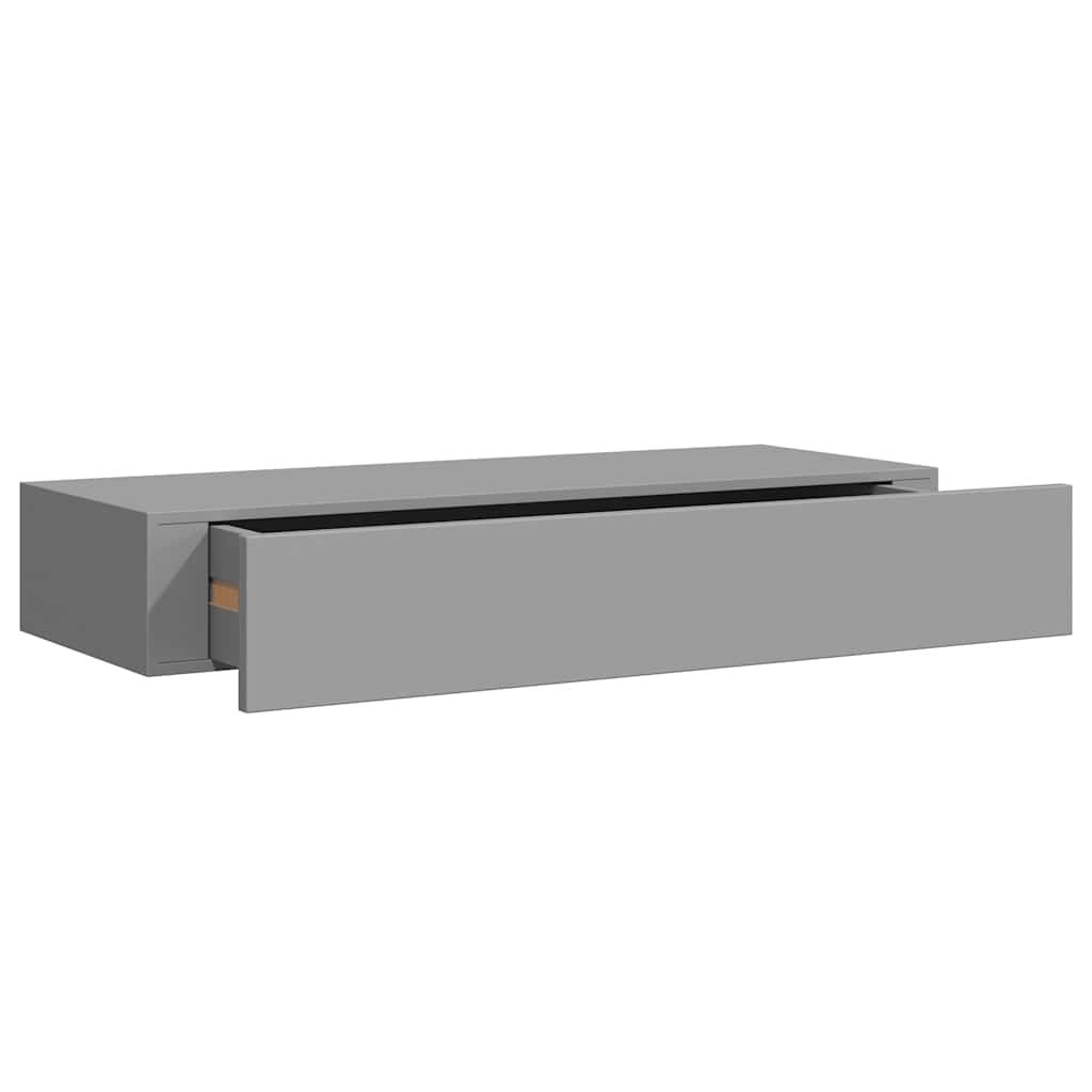 Veggmonterte skuffehyller 2 stk grå 60x23,5x10 cm MDF