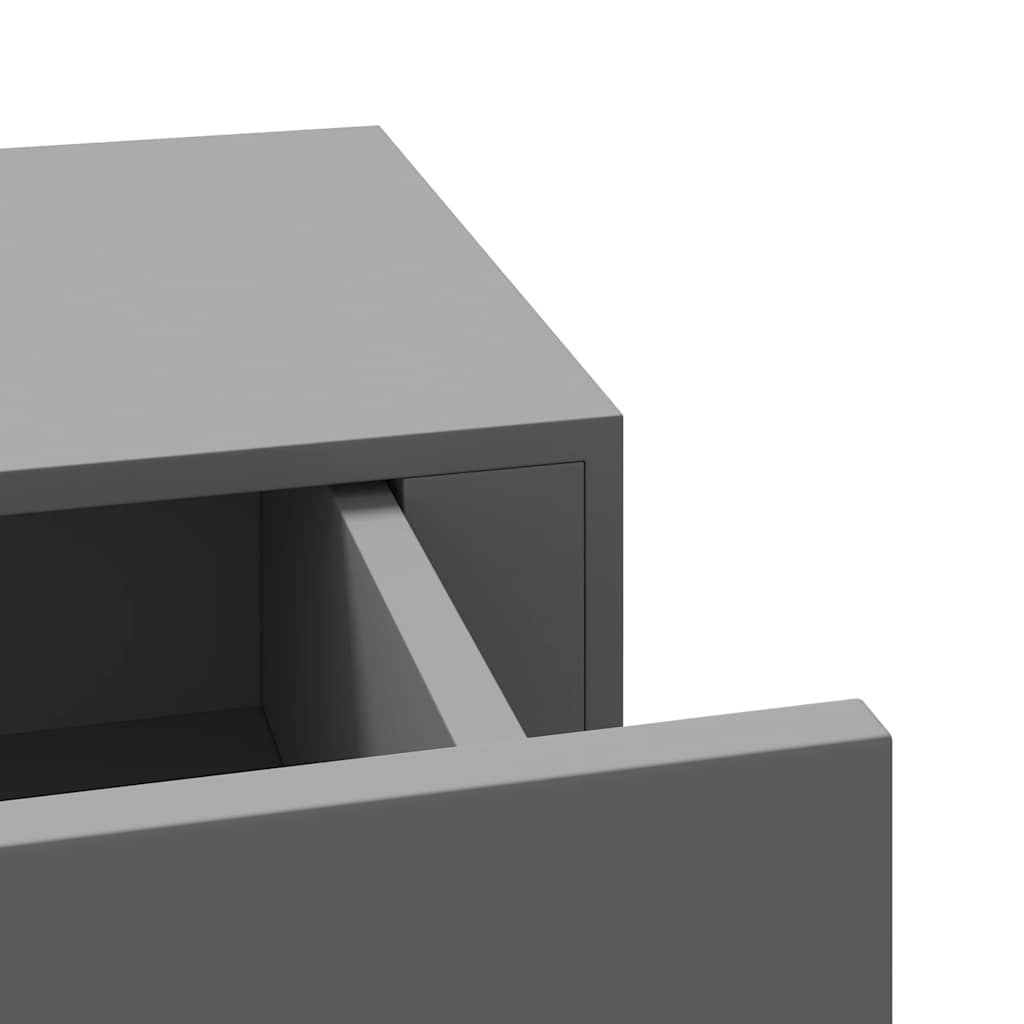 Veggmonterte skuffehyller 2 stk grå 60x23,5x10 cm MDF