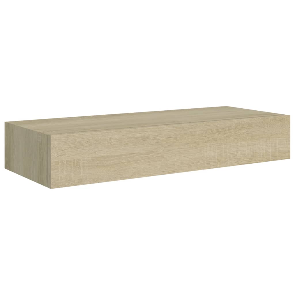 Veggmontert skuffehylle eik 60x23,5x10 cm MDF