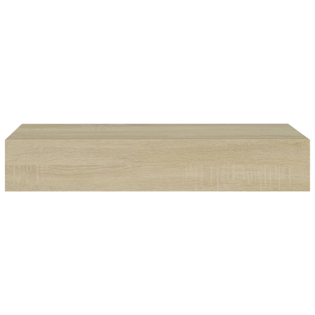 Veggmontert skuffehylle eik 60x23,5x10 cm MDF