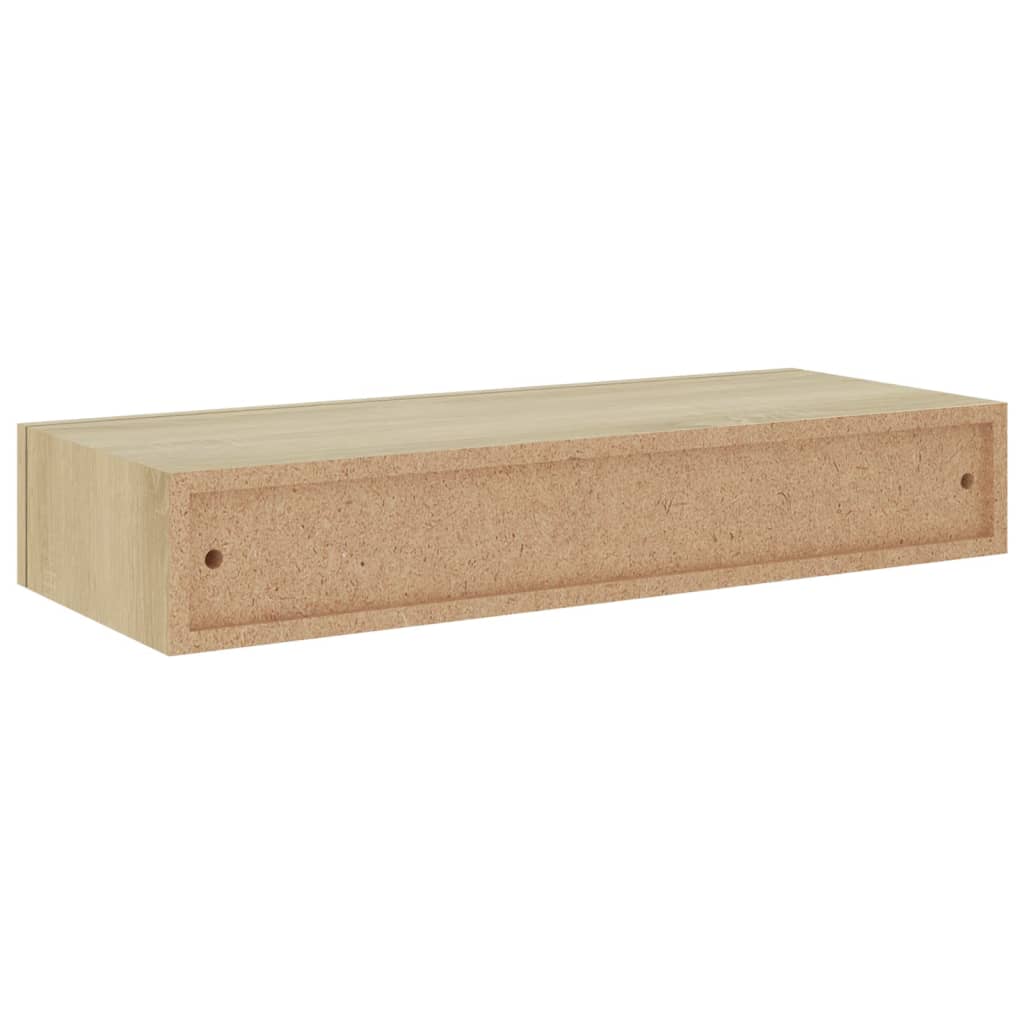 Veggmontert skuffehylle eik 60x23,5x10 cm MDF