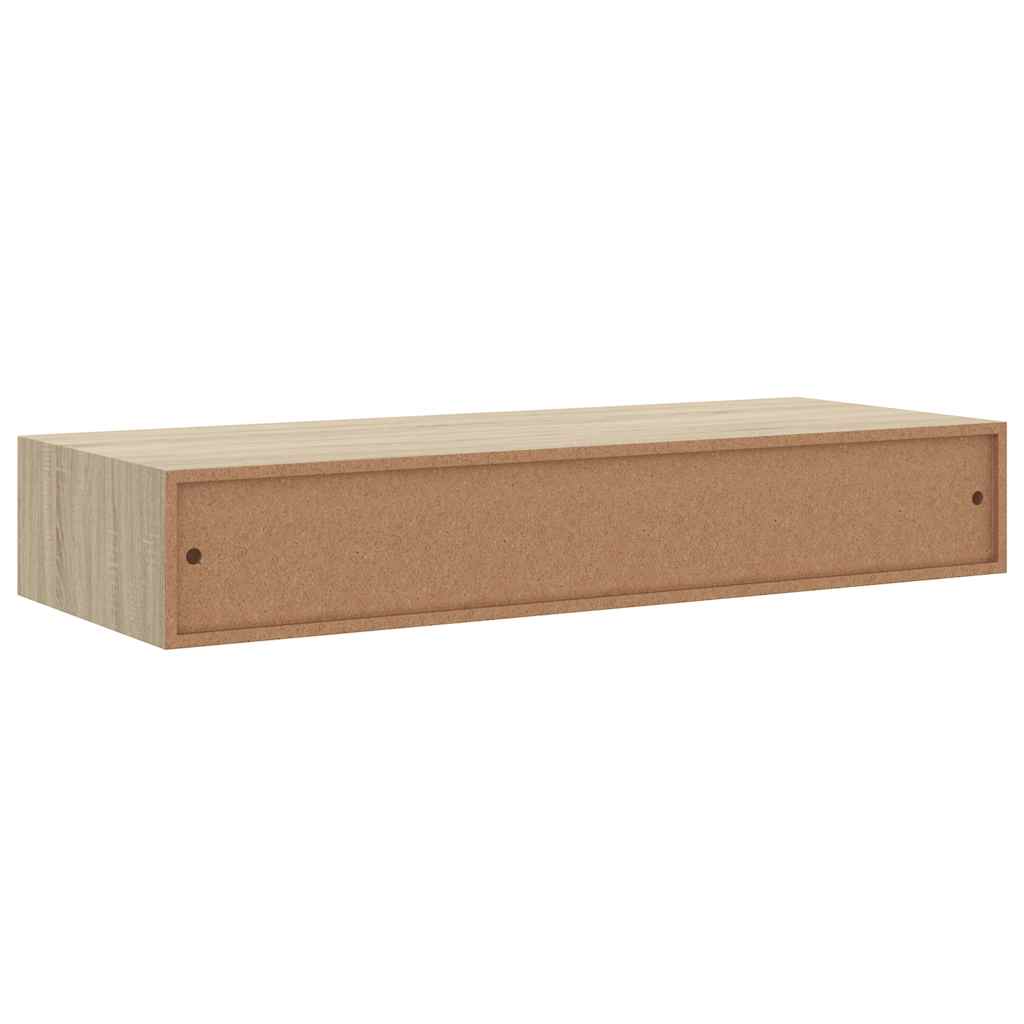 Veggmontert skuffehylle eik 60x23,5x10 cm MDF