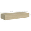 Veggmontert skuffehylle eik 60x23,5x10 cm MDF