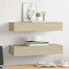 Veggmonterte skuffehyller 2 stk eik 60x23,5x10 cm MDF