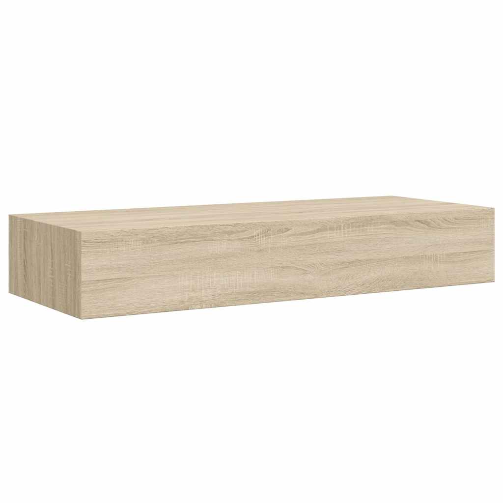 Veggmonterte skuffehyller 2 stk eik 60x23,5x10 cm MDF