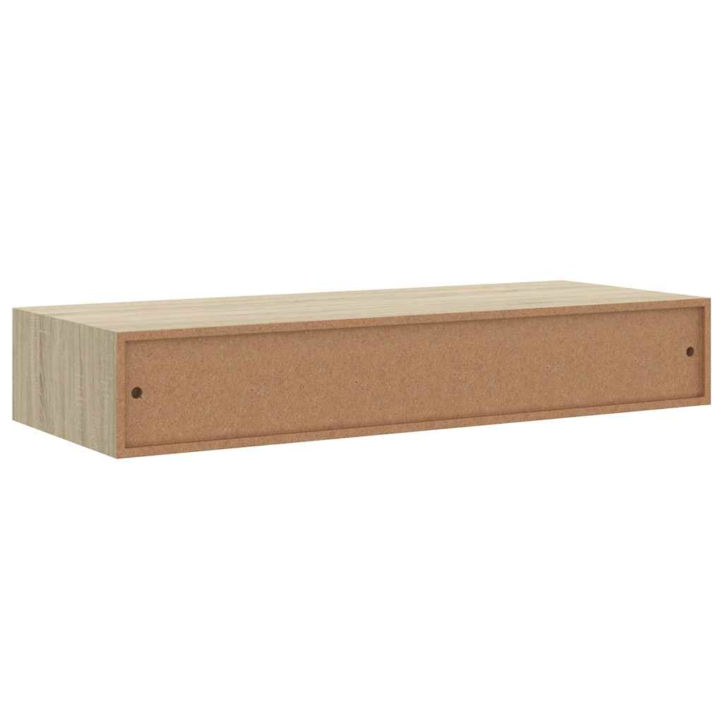 Veggmonterte skuffehyller 2 stk eik 60x23,5x10 cm MDF