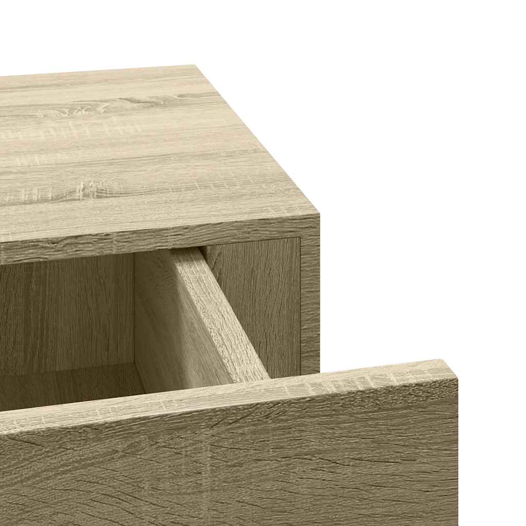Veggmonterte skuffehyller 2 stk eik 60x23,5x10 cm MDF