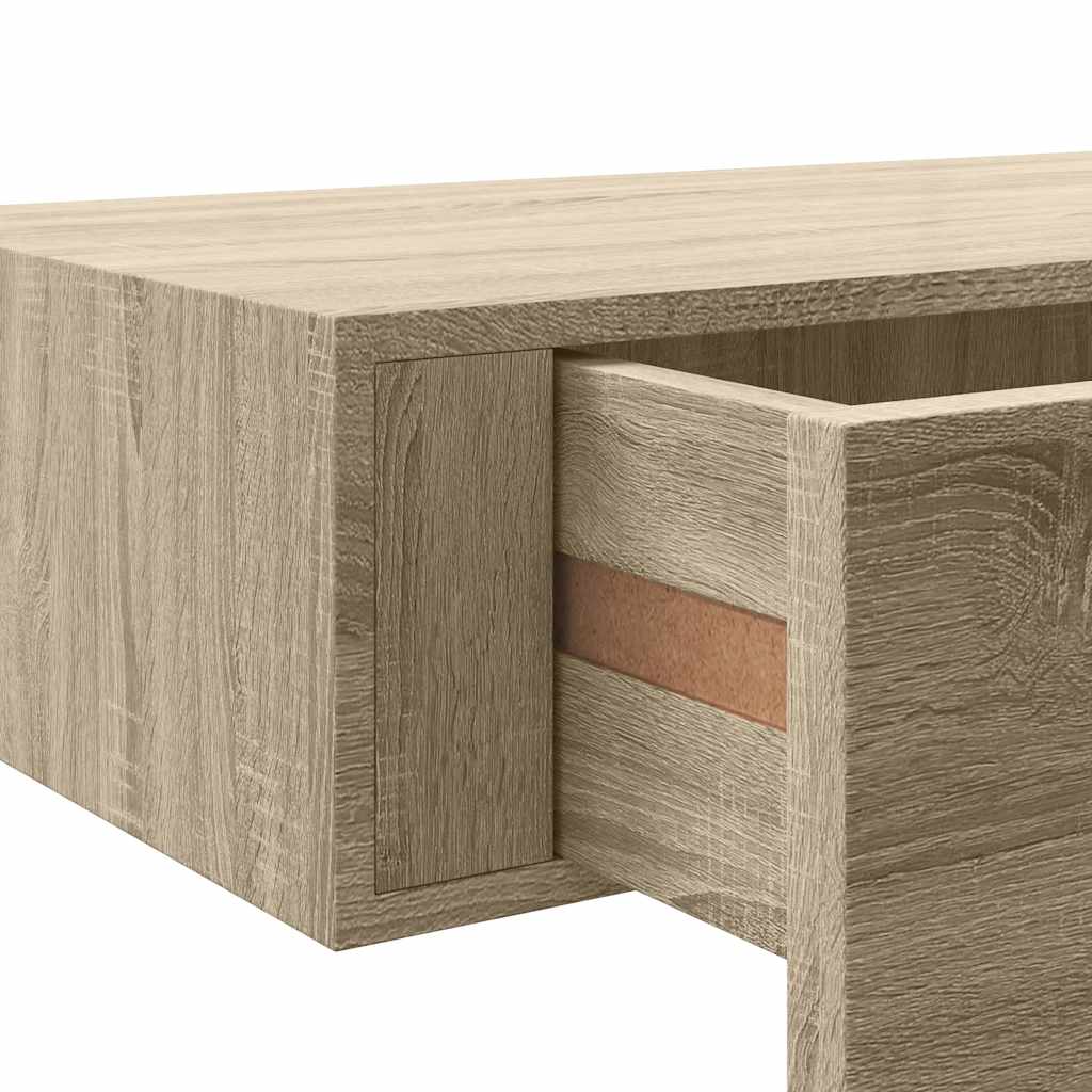 Veggmonterte skuffehyller 2 stk eik 60x23,5x10 cm MDF