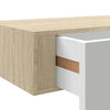 Veggmontert skuffehylle eik og hvit 60x23,5x10cm MDF