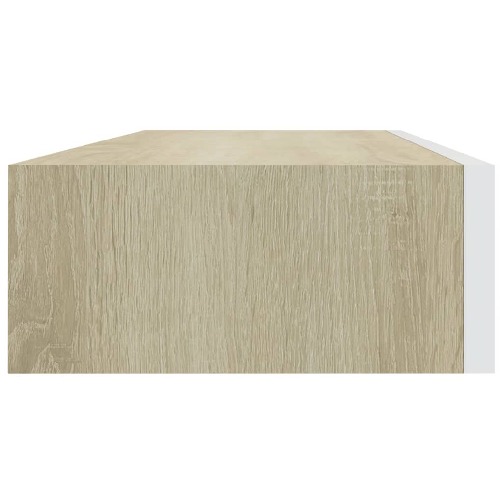 Vegghyller 2 stk eik og hvit 60x23,5x10 cm MDF