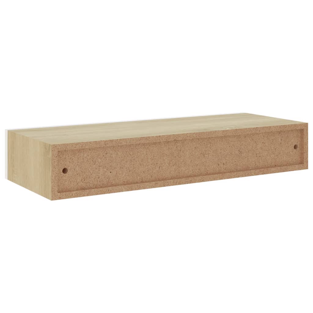 Vegghyller 2 stk eik og hvit 60x23,5x10 cm MDF
