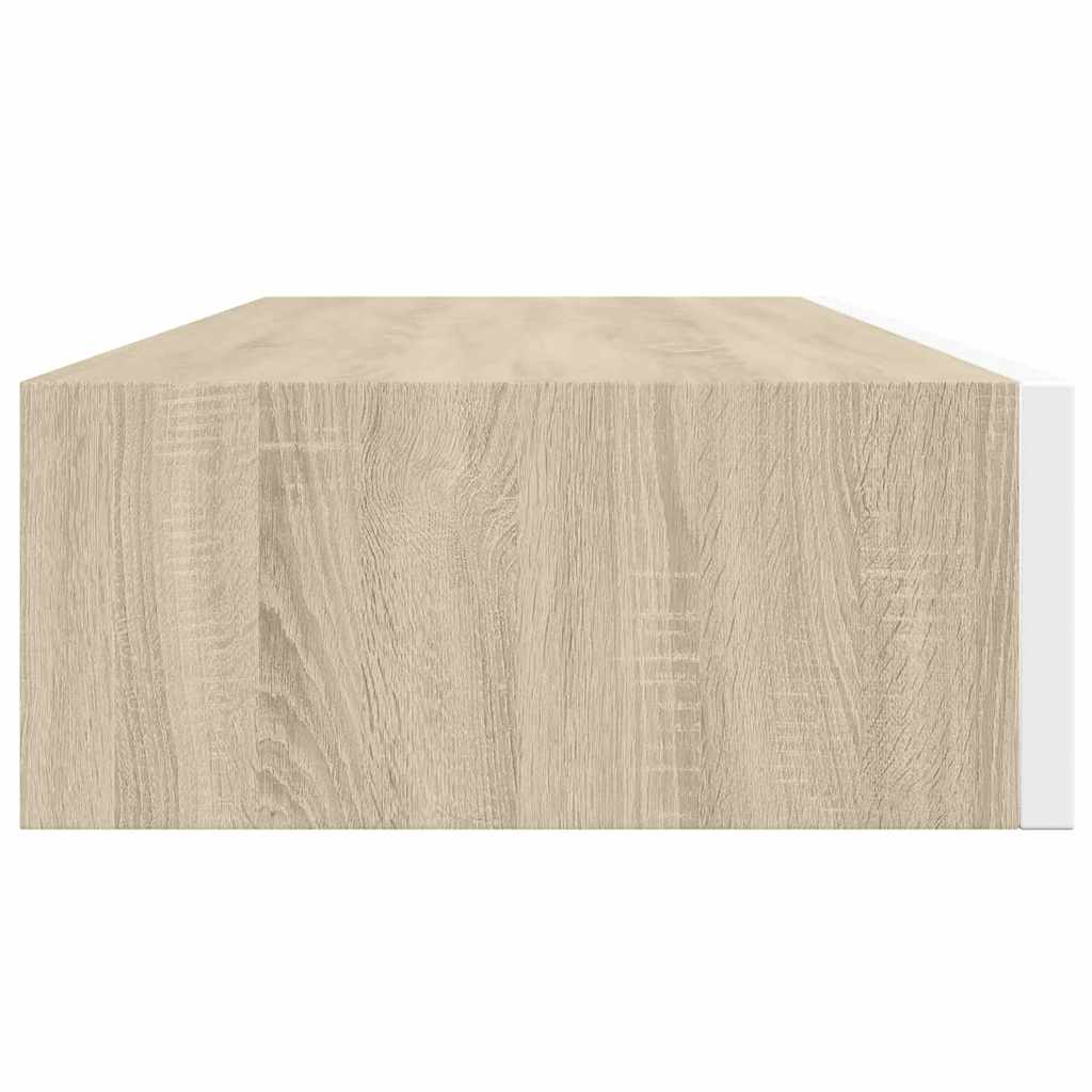Vegghyller 2 stk eik og hvit 60x23,5x10 cm MDF