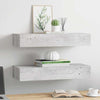 Veggmonterte skuffehyller 2 stk betonggrå 60x23,5x10 cm MDF