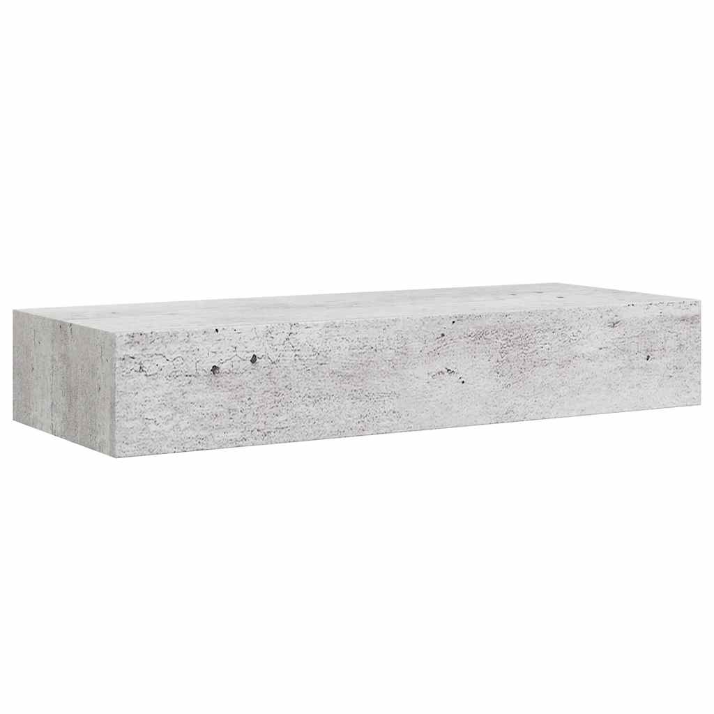 Veggmonterte skuffehyller 2 stk betonggrå 60x23,5x10 cm MDF