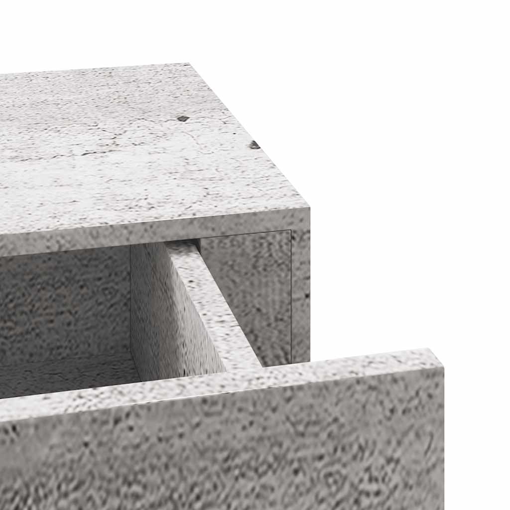 Veggmonterte skuffehyller 2 stk betonggrå 60x23,5x10 cm MDF