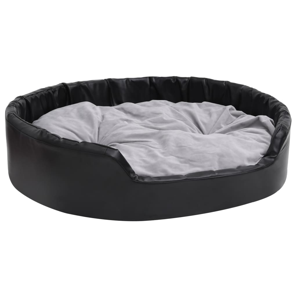 Hundeseng svart og grå 99x89x21 cm plysj og kunstig lær