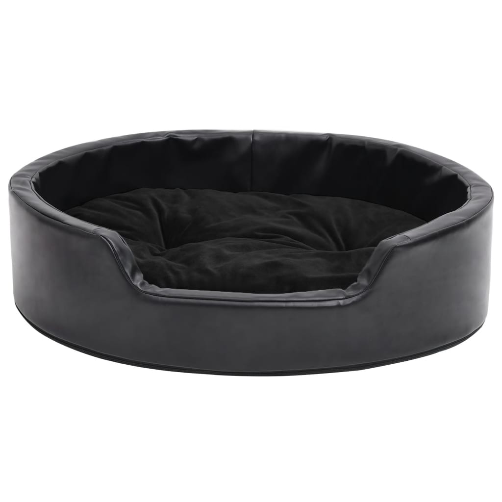 Hundeseng svart 69x59x19 cm plysj og kunstig lær