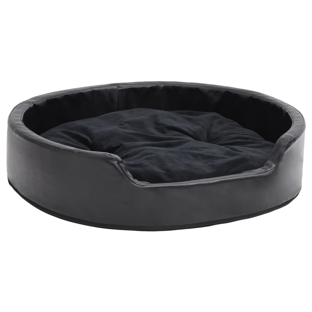 Hundeseng svart 79x70x19 cm plysj og kunstig lær
