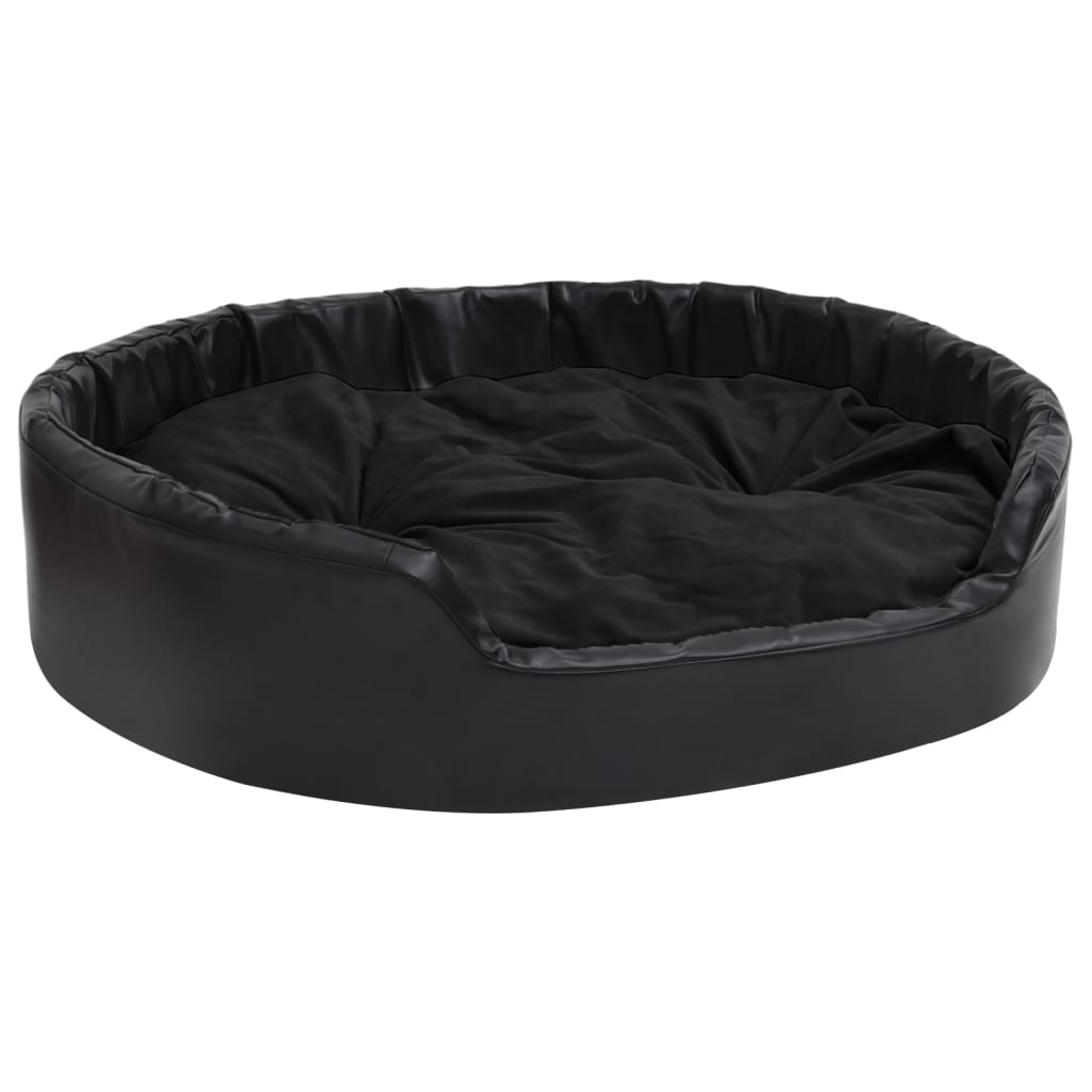 Hundeseng svart 99x89x21 cm plysj og kunstig lær vidaXL