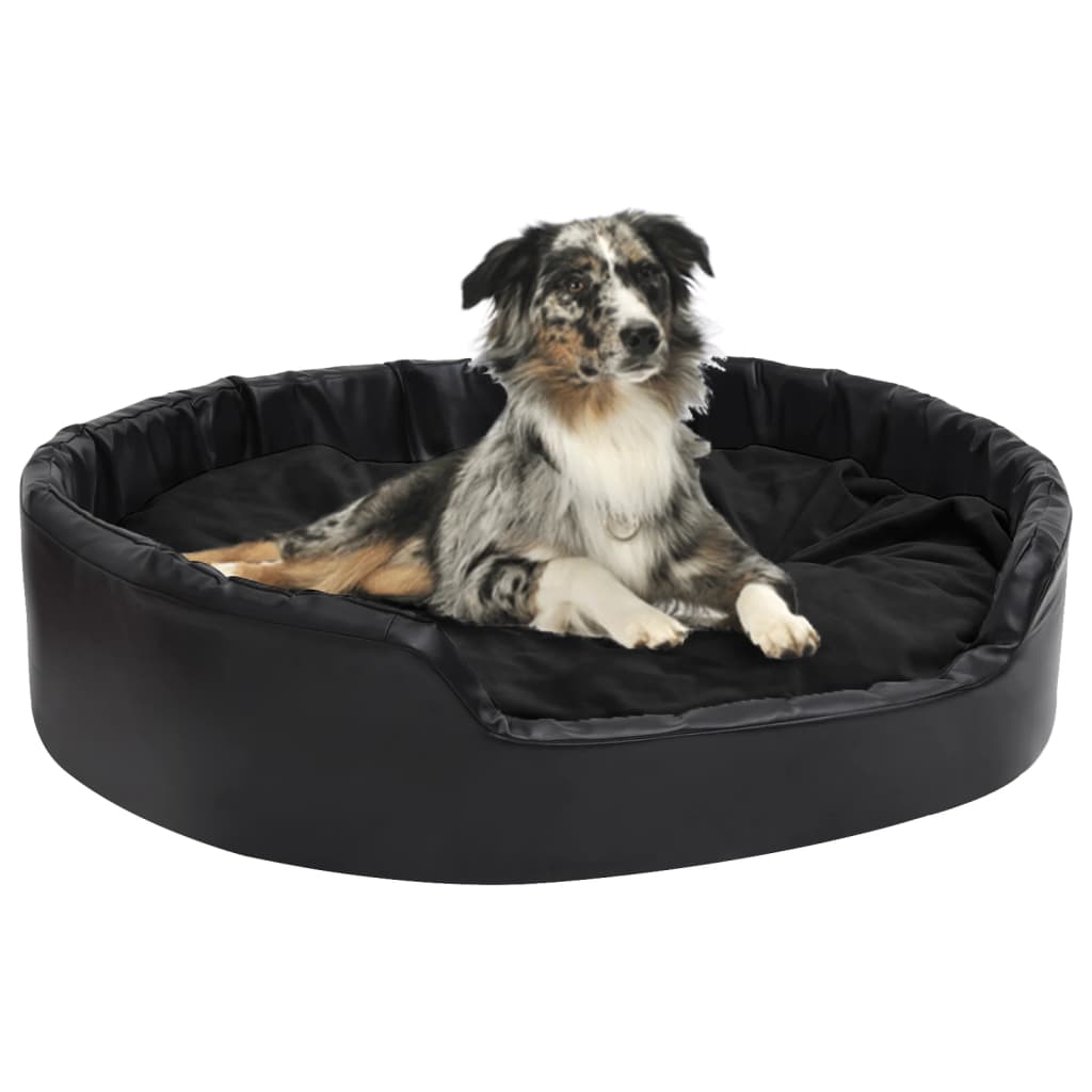 Hundeseng svart 99x89x21 cm plysj og kunstig lær vidaXL