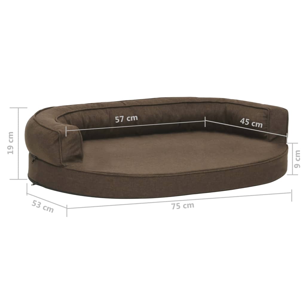 Ergonomisk hundeseng 75x53 cm linutseende brun