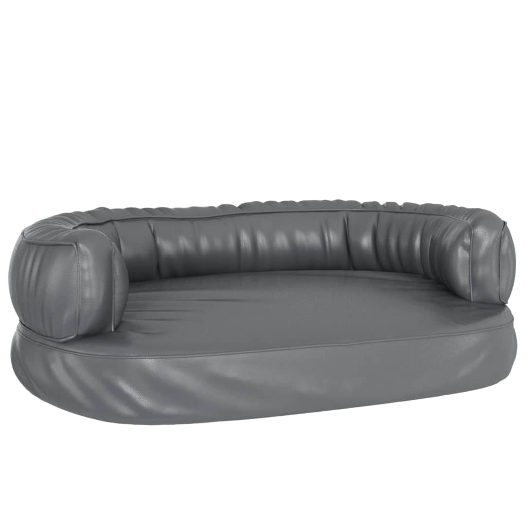 Ergonomisk hundeseng skum grå 60x42 cm kunstig skinn