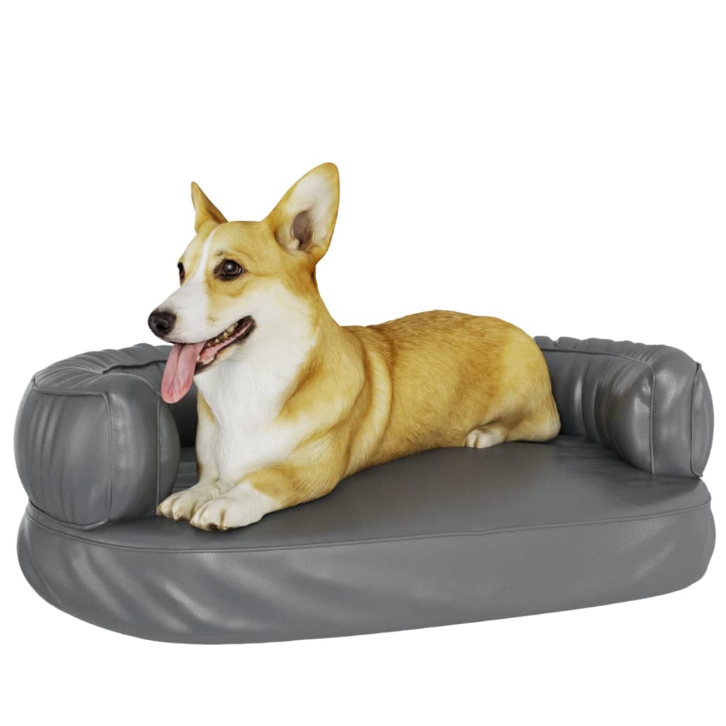 Ergonomisk hundeseng skum grå 60x42 cm kunstig skinn