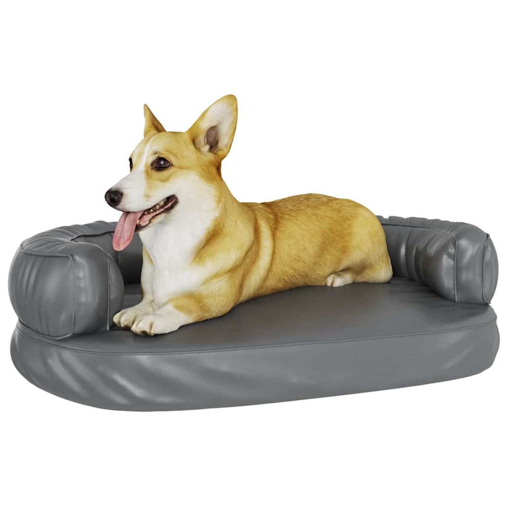 Ergonomisk hundeseng skum grå 75x53 cm kunstig skinn vidaXL