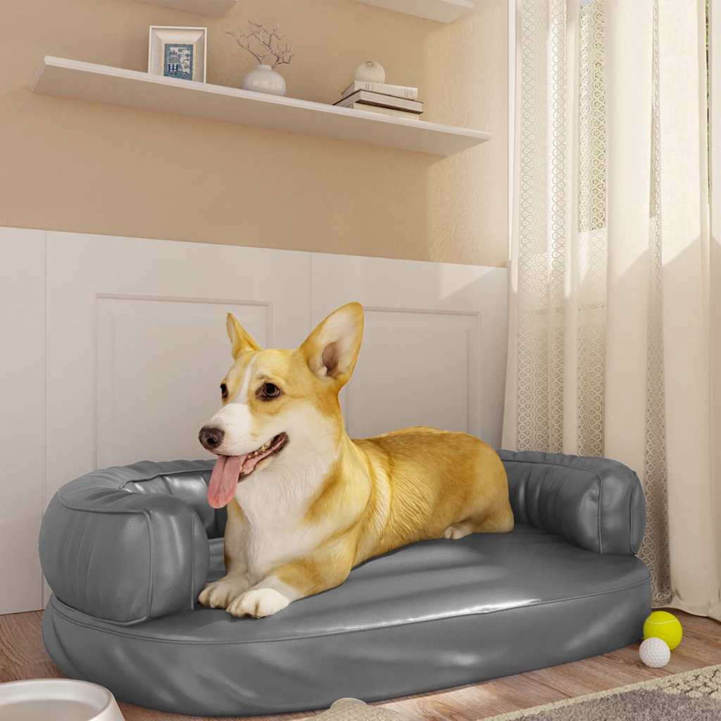 Ergonomisk hundeseng skum grå 75x53 cm kunstig skinn vidaXL