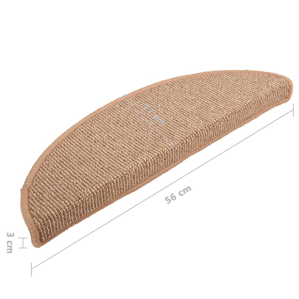 Trappematter 15 stk 56x17x3 cm lysebrune halvrund vidaXL