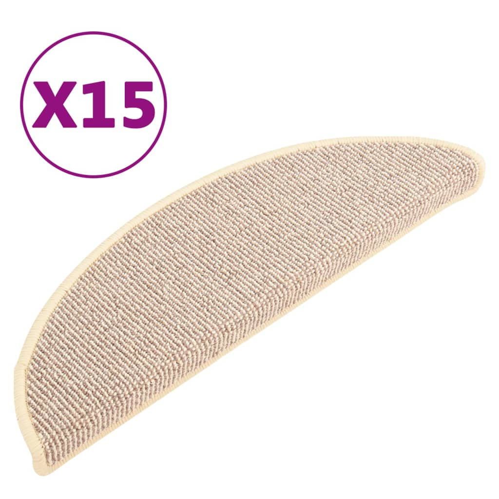 Trappematter 15 stk 56x17x3 cm hvite og brune halvrund