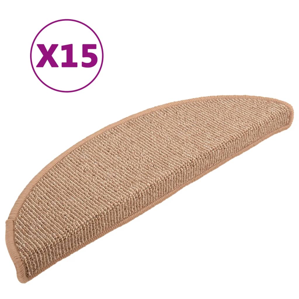 Trappematter 15 stk 65x21x4 cm lysebrune halvrund store