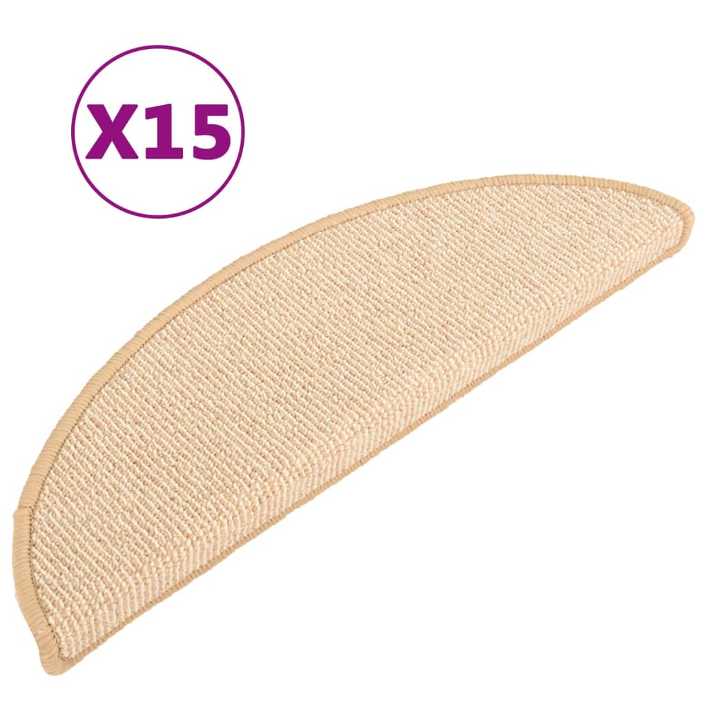 Trappematter 15 stk 65x21x4 cm kremfarget halvrund stor