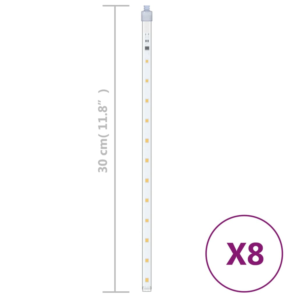 Meteorlys 8 stk 30 cm varmhvit 192 LED innendørs og utendørs
