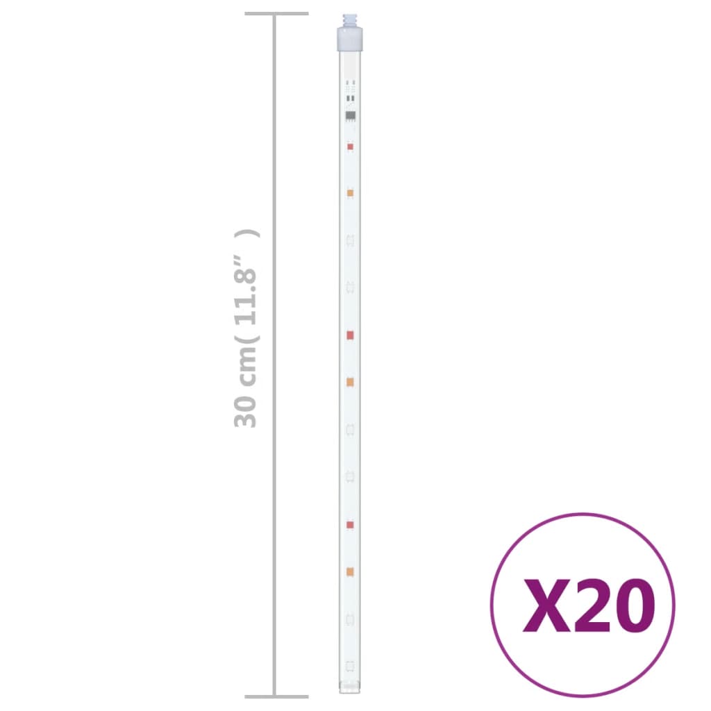 20stk Meteorlys 30 cm flerfarget 480 LED innendørs og utendørs