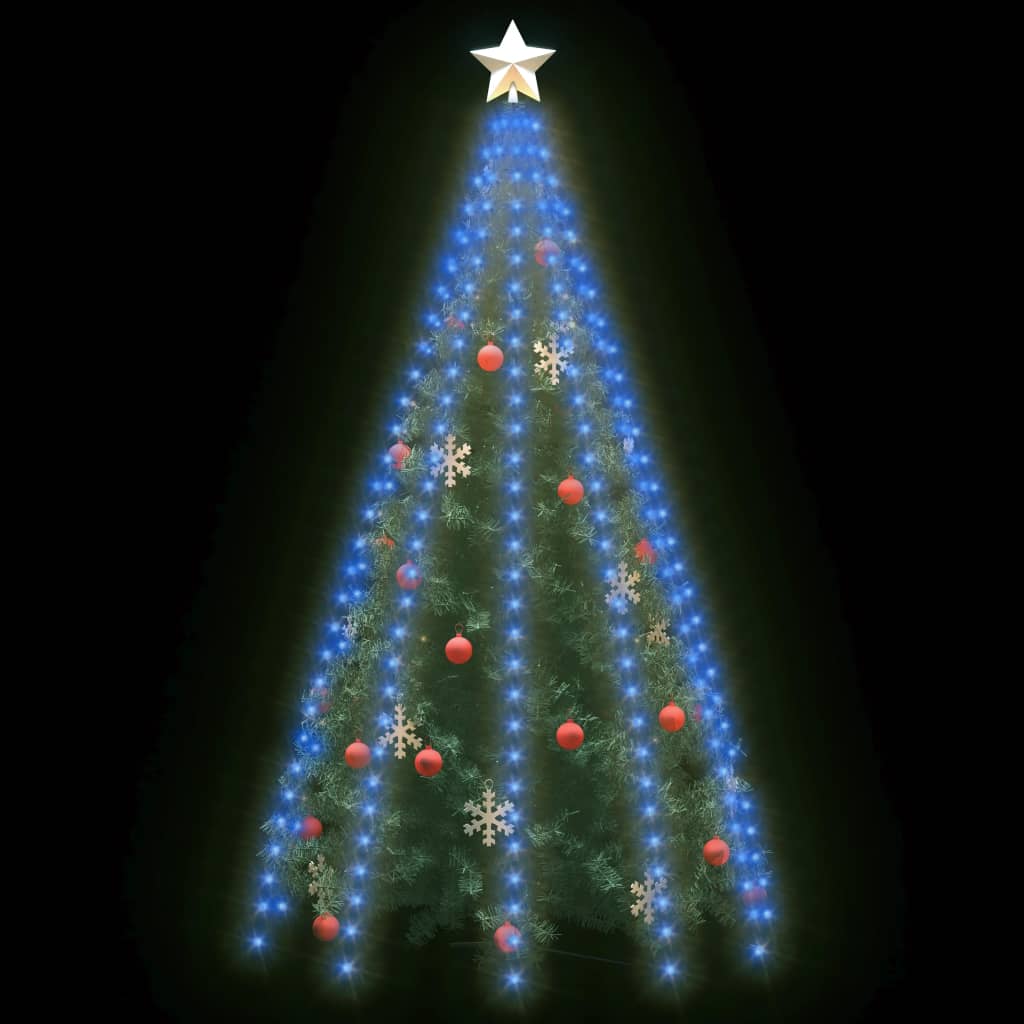 Nettlys for jultre med 250 LED blå 250 cm