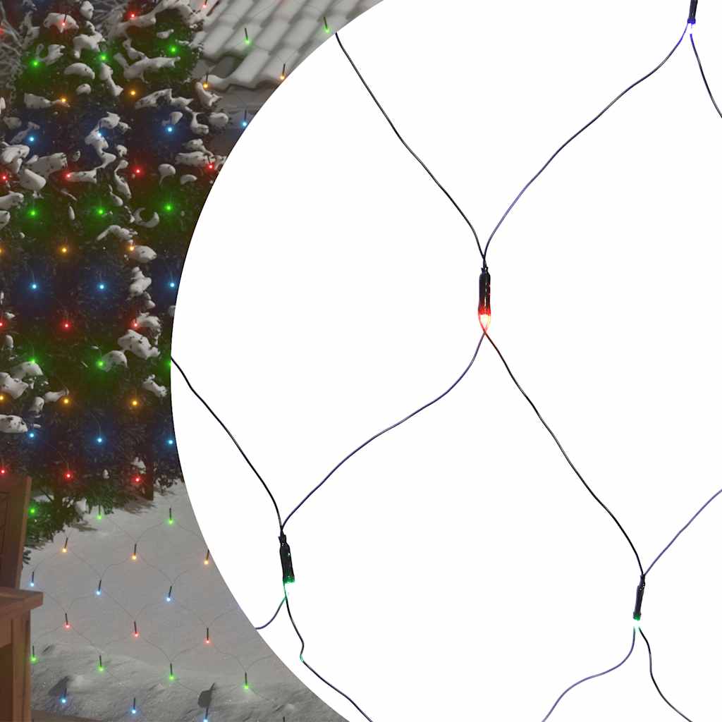 Julenettlys flerfarget 3x2 m 204 lysdioder innendørs og utendørs