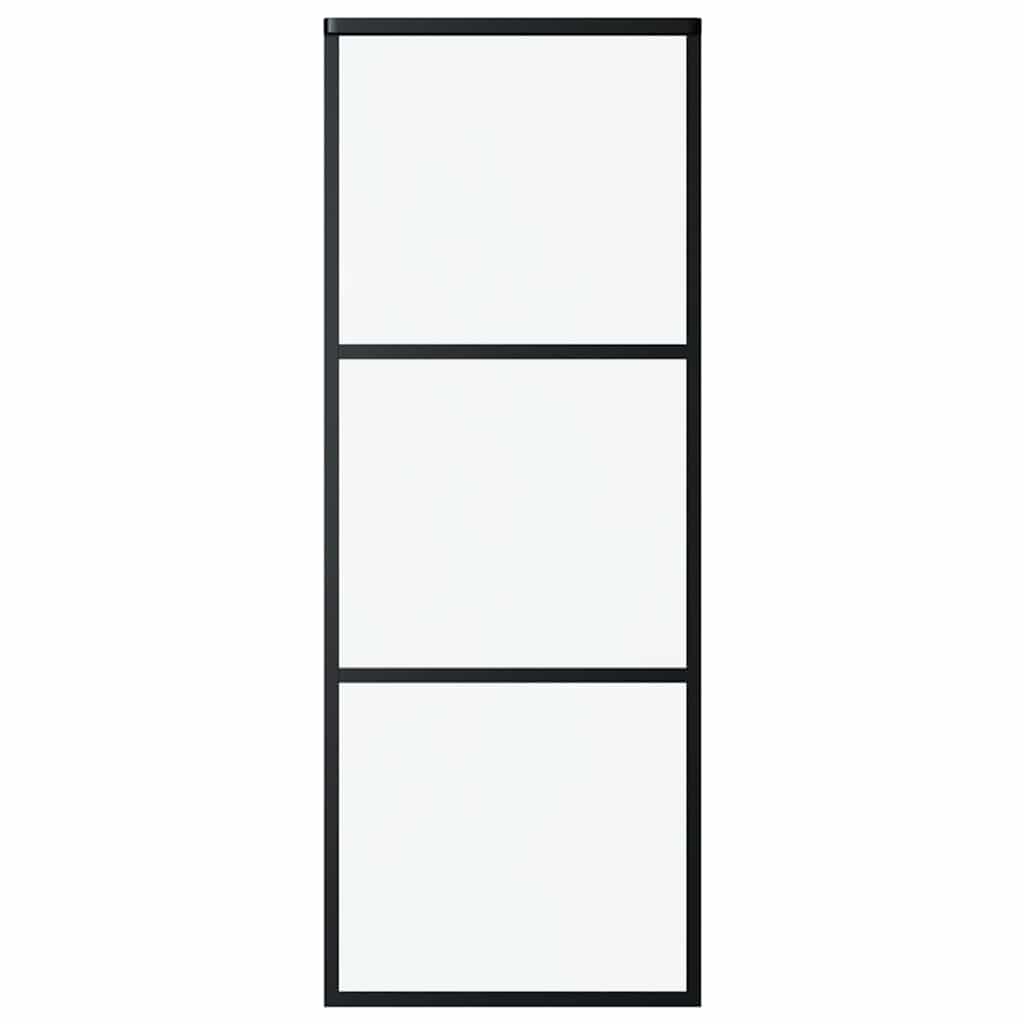 Skyvedør 3-panel ESG-glass og aluminium 76x205 cm svart vidaXL