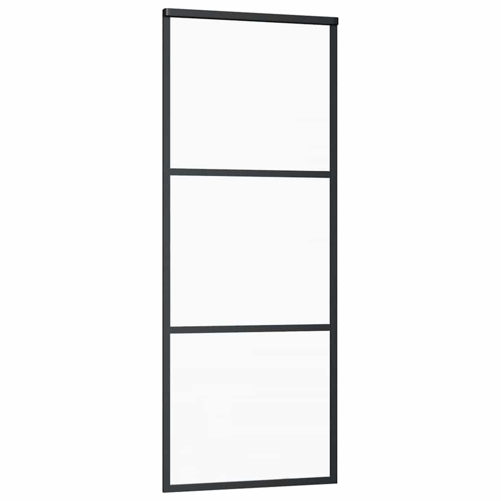Skyvedør 3-panel ESG-glass og aluminium 76x205 cm svart vidaXL