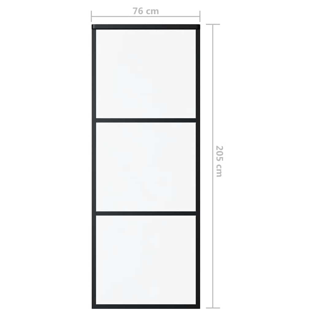 Skyvedør 3-panel ESG-glass og aluminium 76x205 cm svart vidaXL
