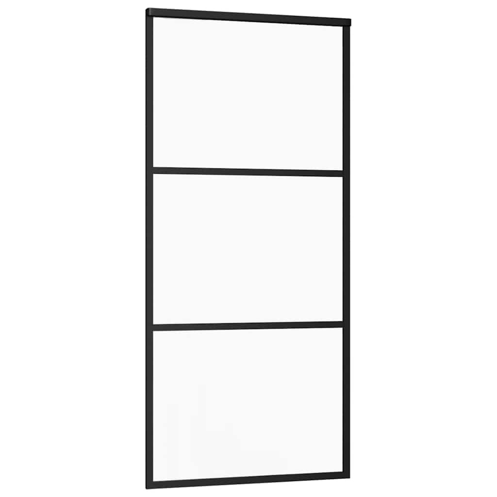Skyvedør ESG-glass og aluminium 90x205 cm svart vidaXL