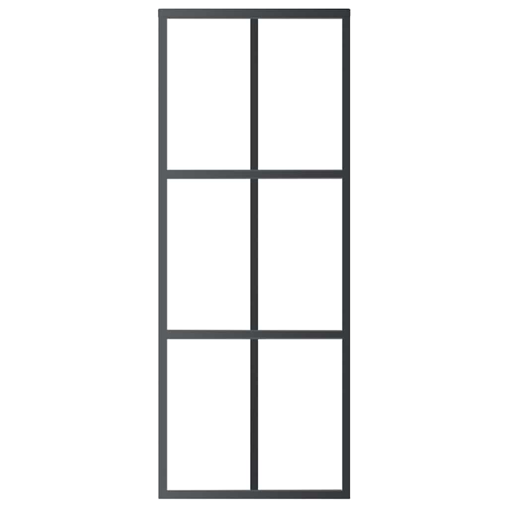 Skyvedør ESG-glass og aluminium 76x205 cm svart vidaXL