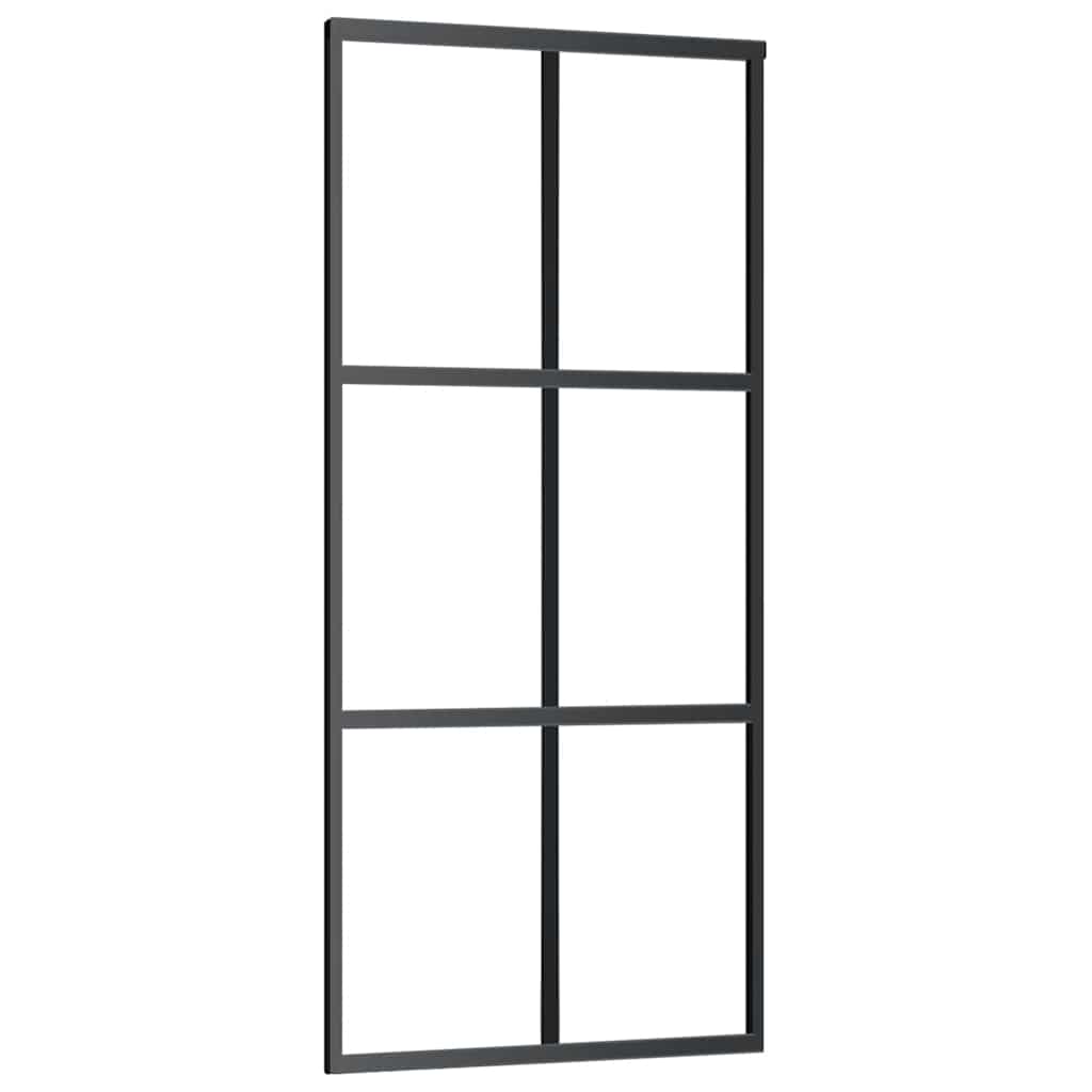 Skyvedør ESG-glass og aluminium 90x205 cm svart vidaXL