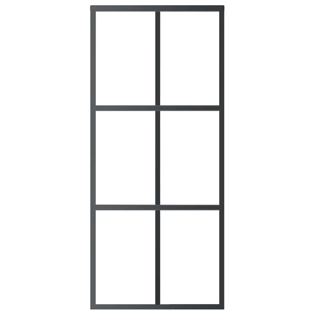 Skyvedør ESG-glass og aluminium 90x205 cm svart vidaXL