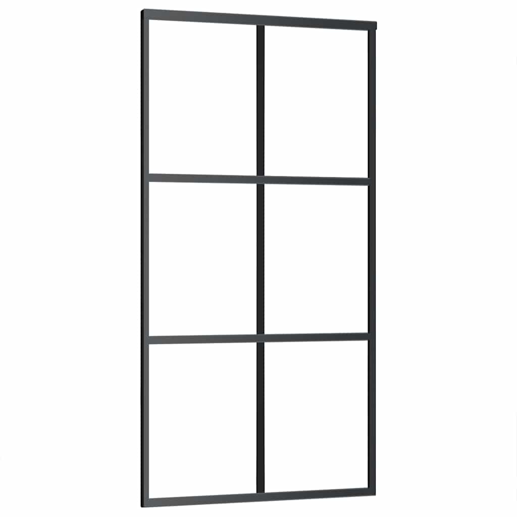 Skyvedør ESG-glass og aluminium 102x205 cm svart vidaXL