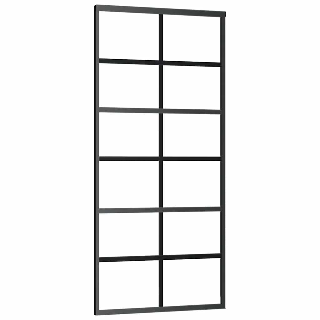 Skyvedør ESG-glass og aluminium 90x205 cm svart