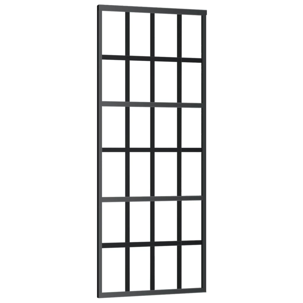 Skyvedør ESG-glass og aluminium 76x205 cm svart