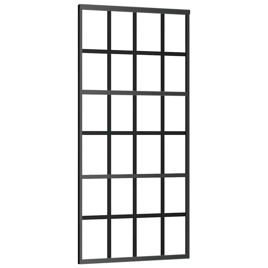 Skyvedør ESG-glass og aluminium 90x205 cm svart vidaXL