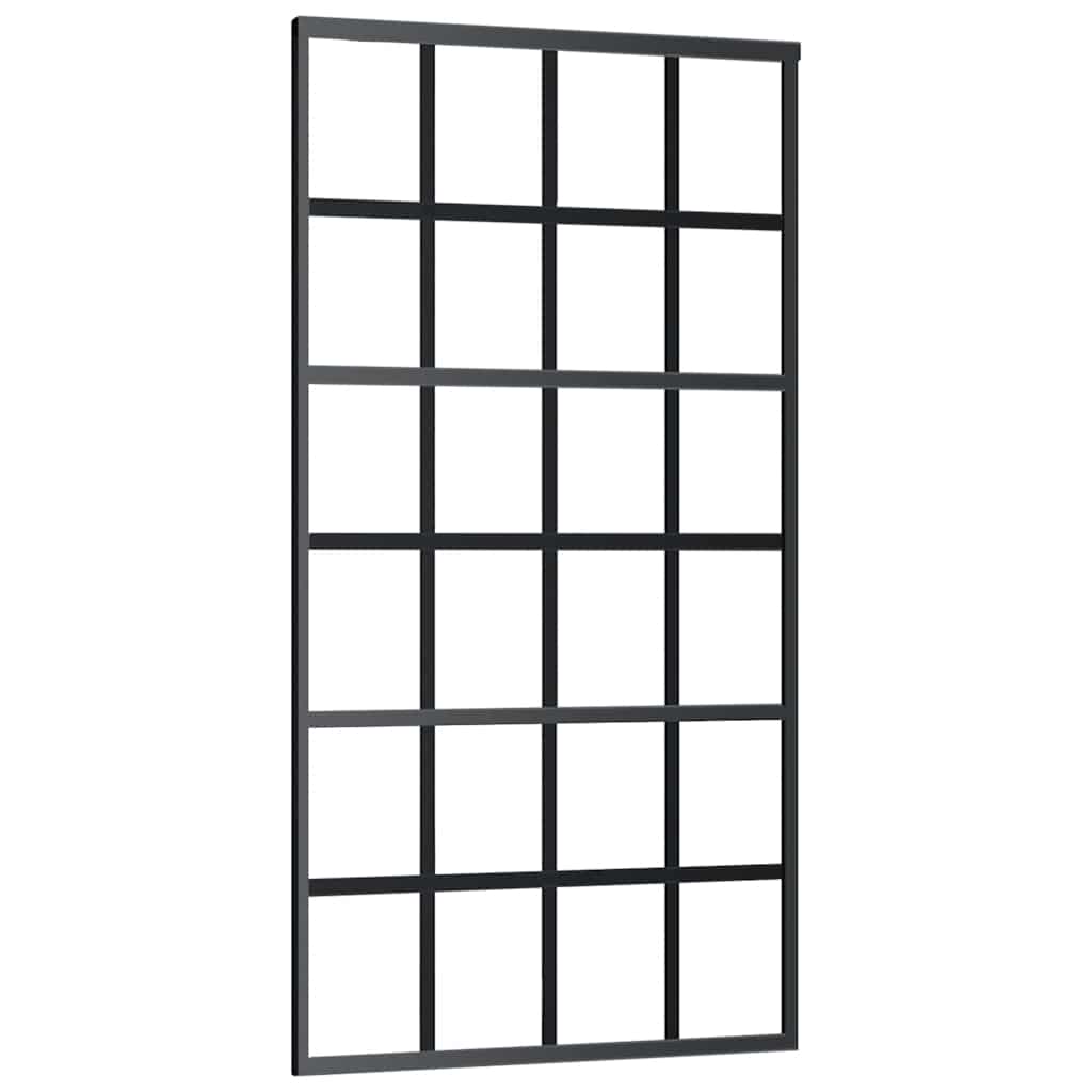 Skyvedør ESG-glass og aluminium 102x205 cm svart