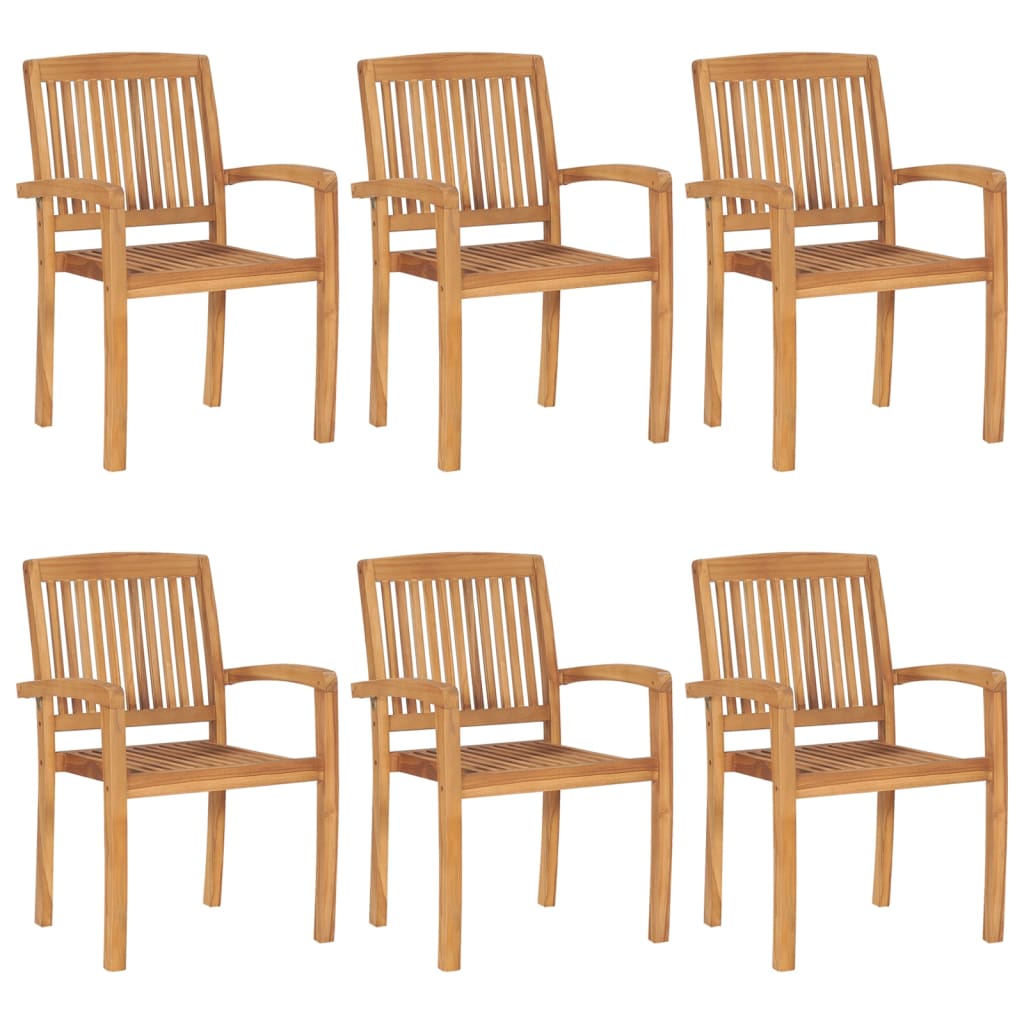 Stablebare hagestoler 6 stk heltre teak
